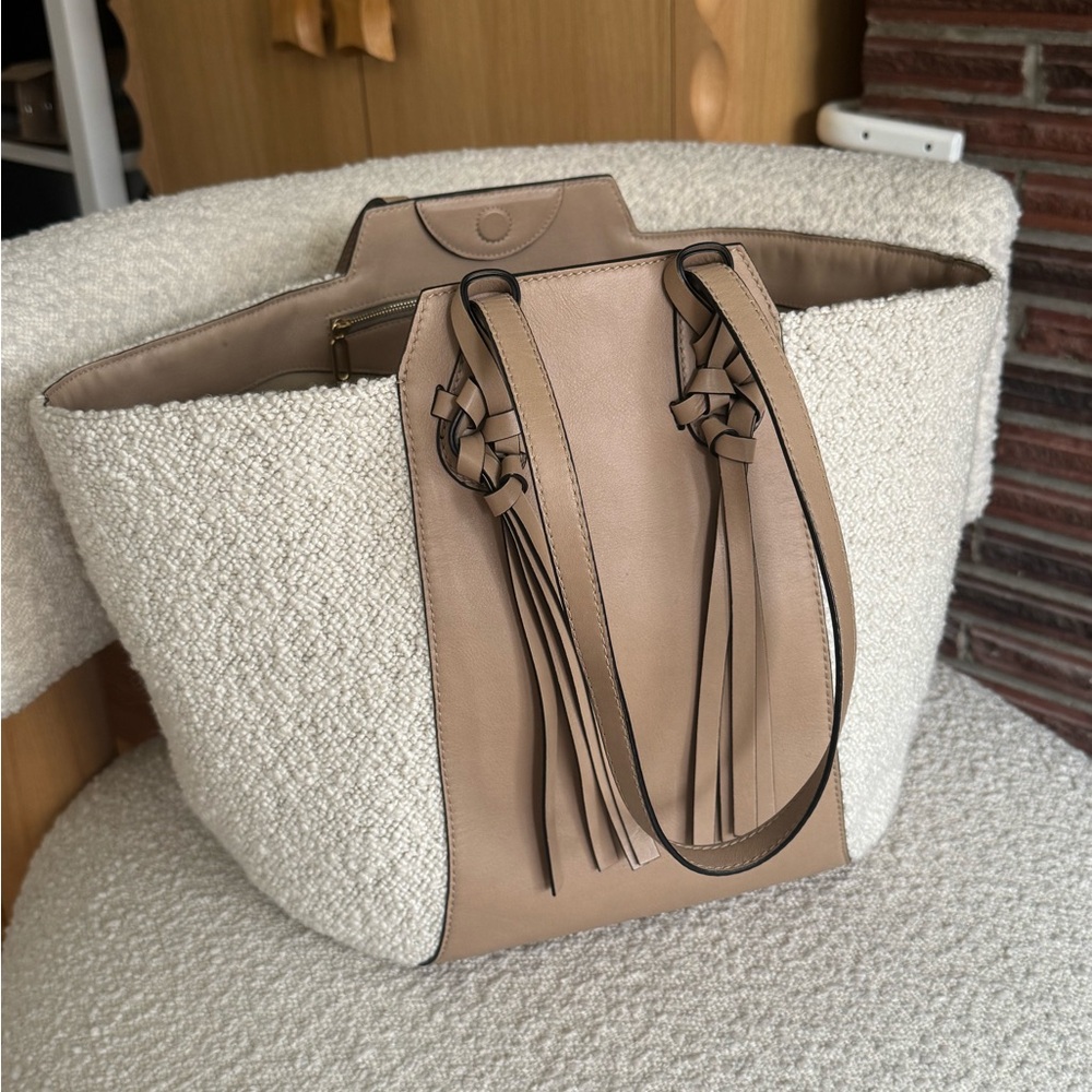 Ulla Johnson Imogen Boucle + Leather Tote Bag